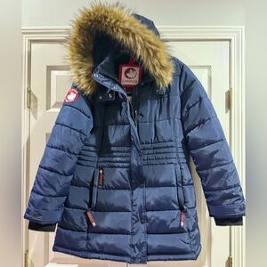 Canada Weathergear Women's Sz XL Navy Puffer Hooded Parka Jacket Outerwear